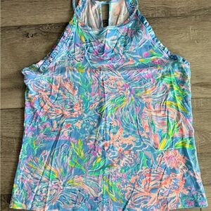 Lilly Pulitzer Pastel Tropical Racerback Tank - Blue, Pink & Green
